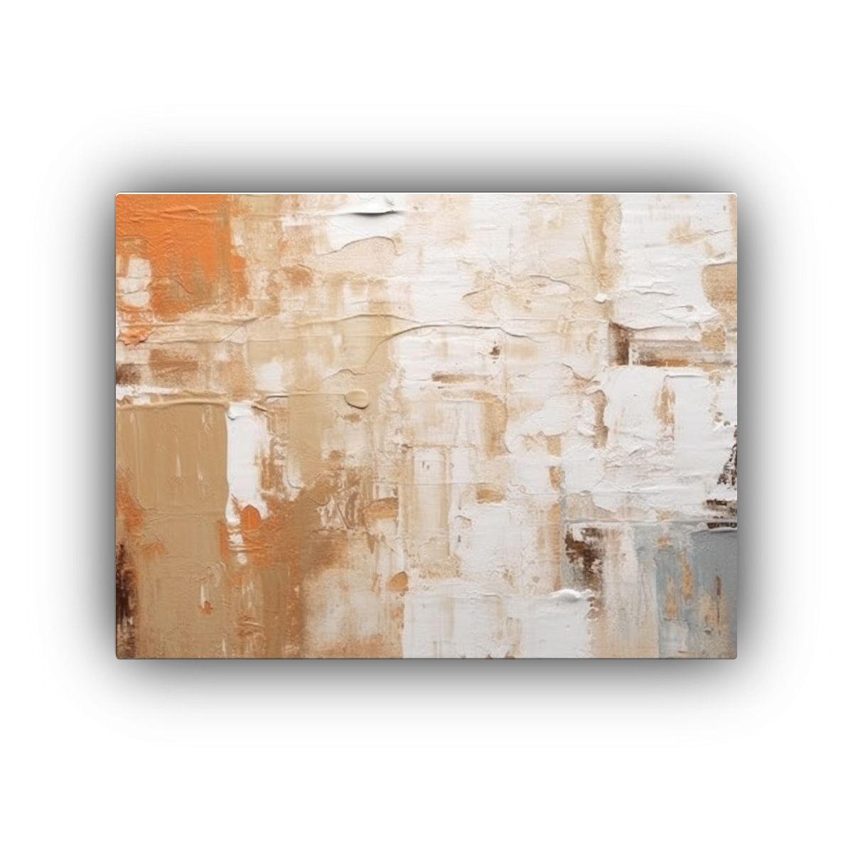 Pintura Abstracta En Lino Blanco: Arte De Pared Abstracto 45x30cm-0