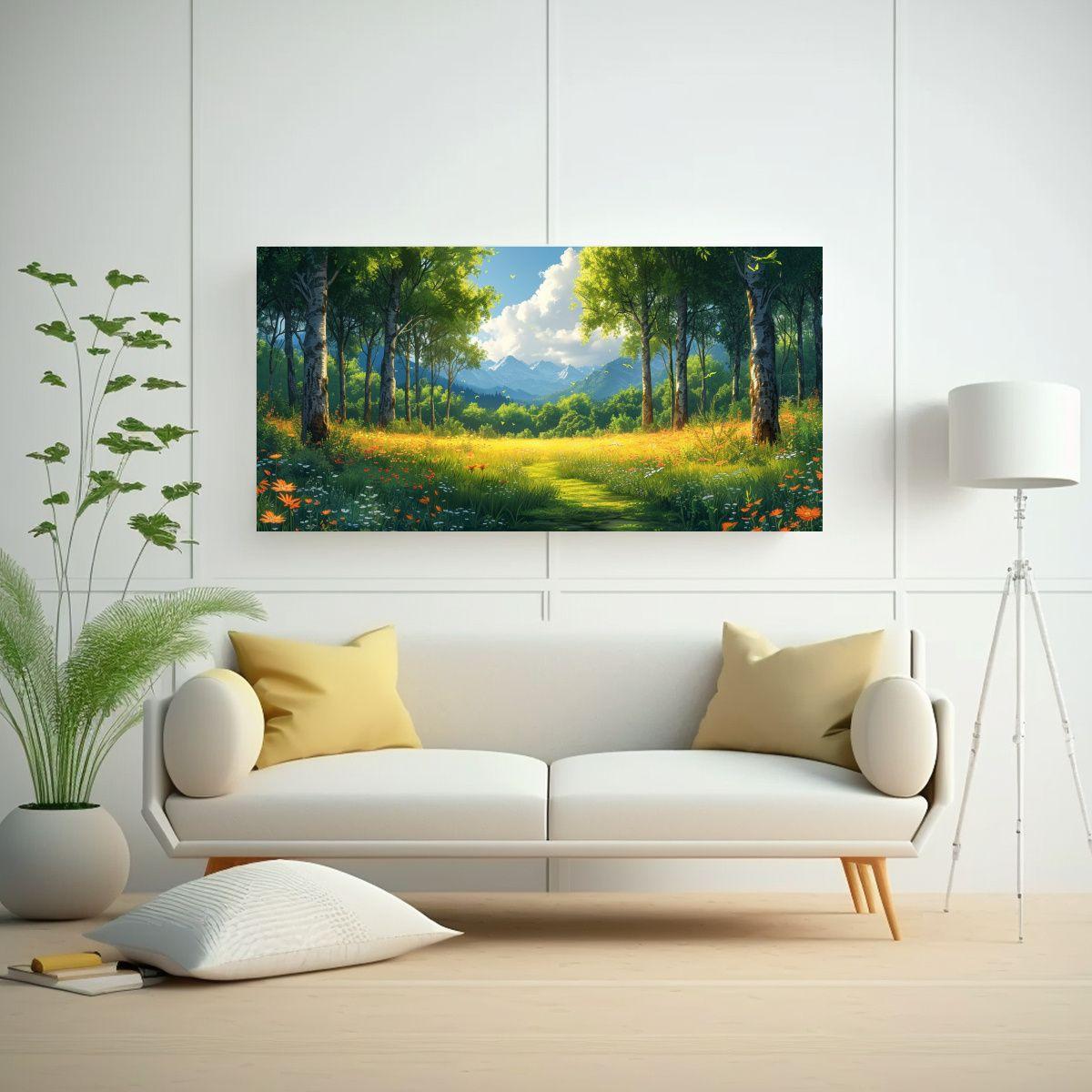 Cuadro Moderno Para El Hogar: Verano En El Bosque 60x30cm-2