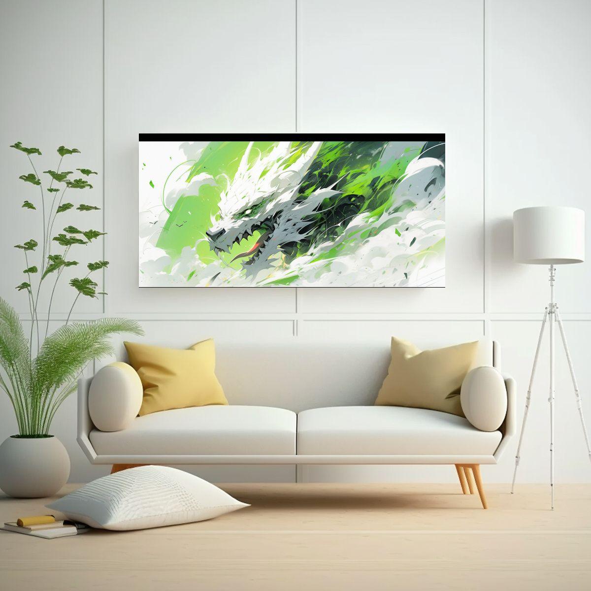 Pintura Decorativa De Arte Pop De Un Dragón En 120x60 Cm-2