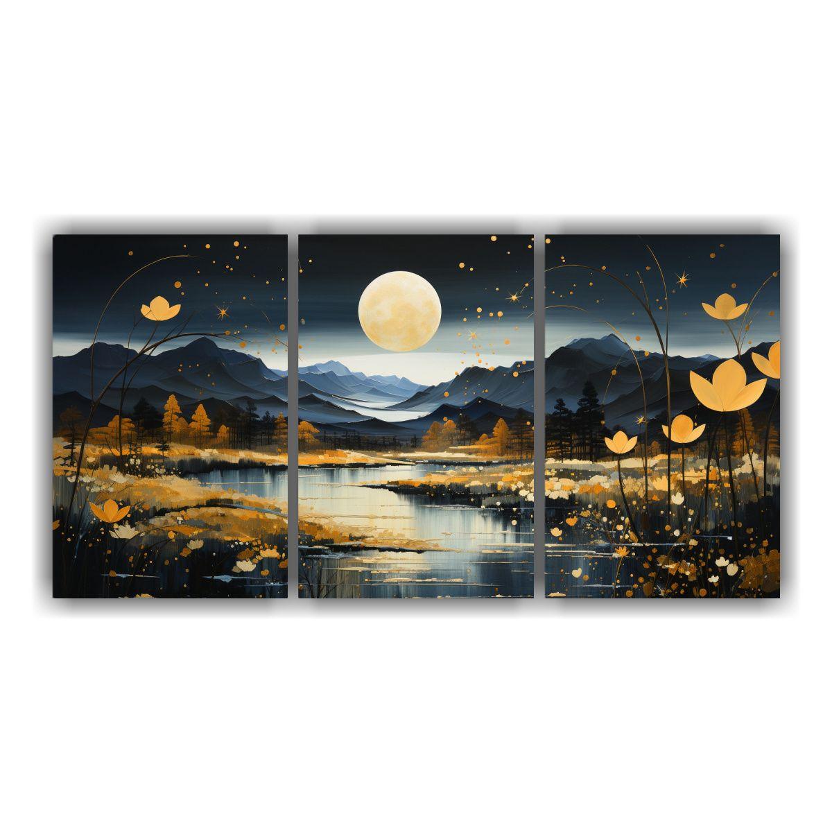 Cielo Estrellado Con Montañas Pintura De Lienzo 180x90 Cm-0