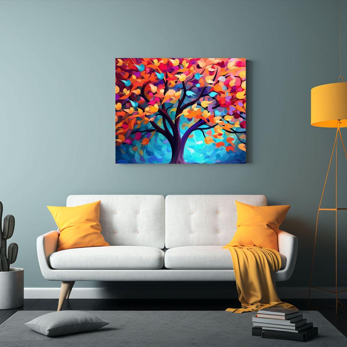 Cuadros Originales De árbol Colorido Con Hojas 30x20 Cm-2