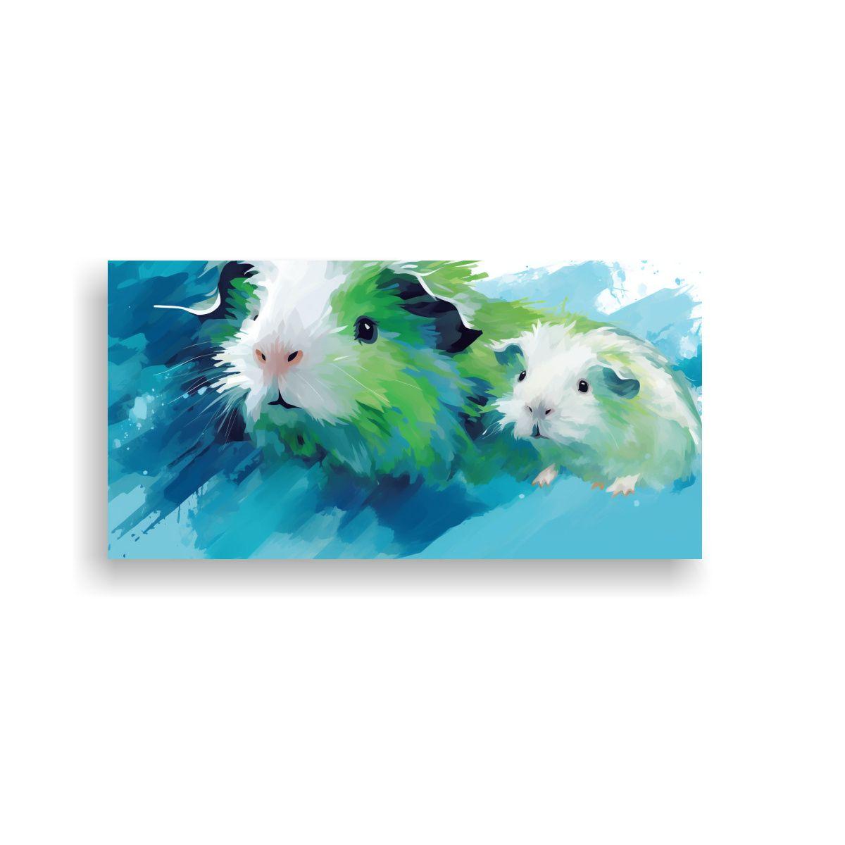 Cuadro Espectacular Guinea Pigs En Verde Y Azul 120x60cm-0