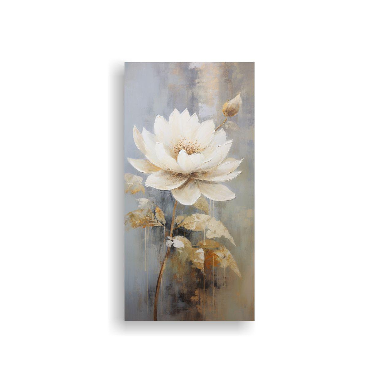 Pintura Lienzo Vintage Estilo Loto Blanco 70x140cm-0