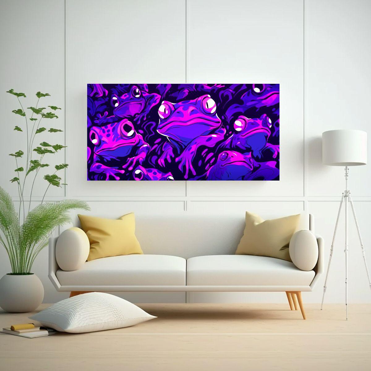 Cuadros Abstractos De Sapos Y Ranas En Colores Vib 60x30cm-2