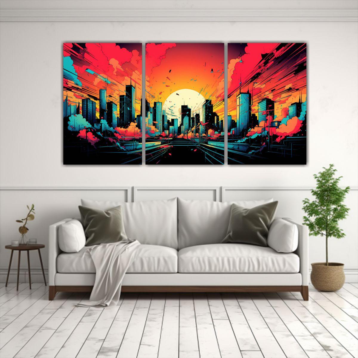 Lienzos Cuadro Sala: Energía Urbana Estilo Pop 120x60 Cm-2