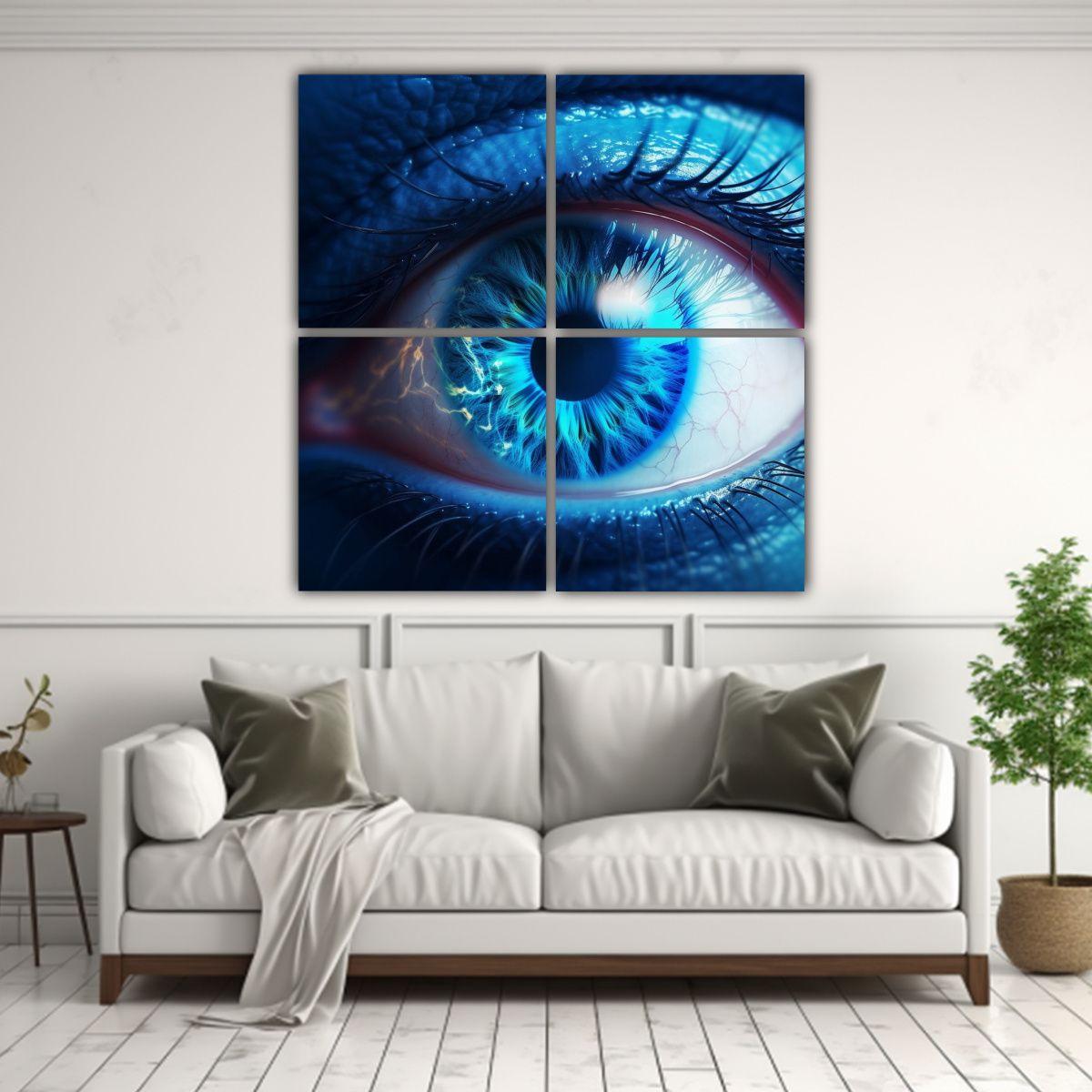 Cuatro Composición Cuadrado Azul Ojo Brilloso 60x60 Cm-2
