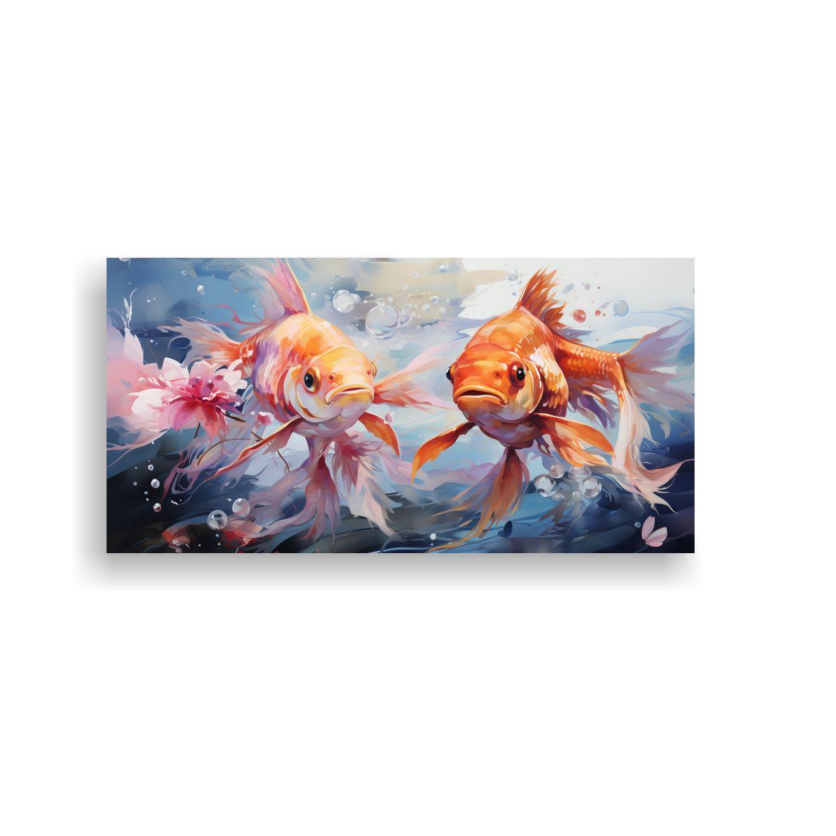 Cuadros De Decoración De Arte Pop Neo Con Peces 80x40cm-0