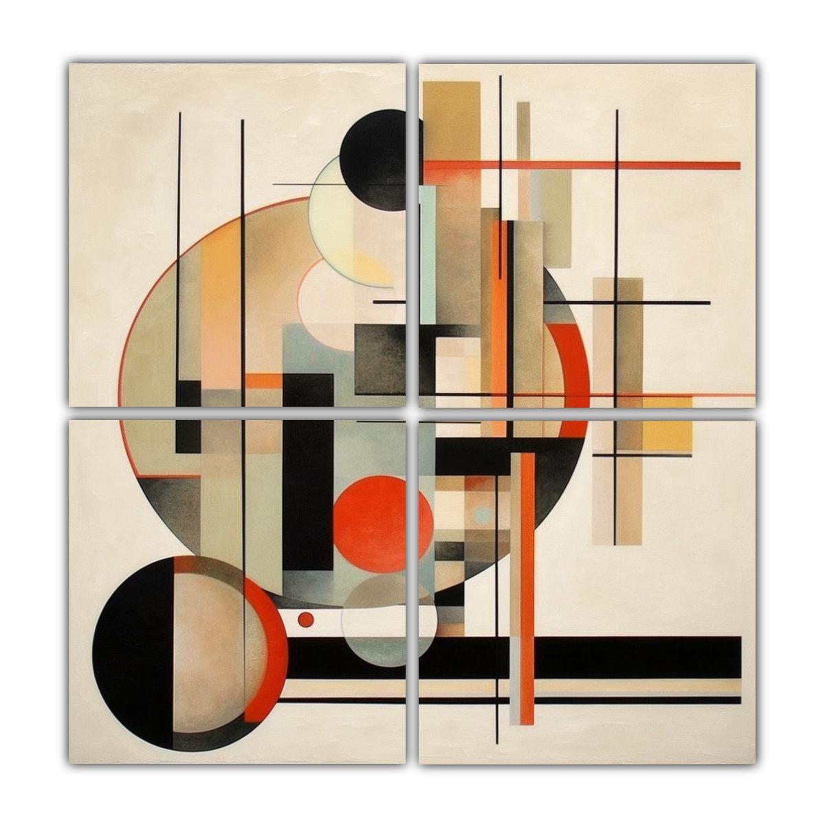 Cuadro Vintage De Madera Con Geometría 180x180 Cm-0