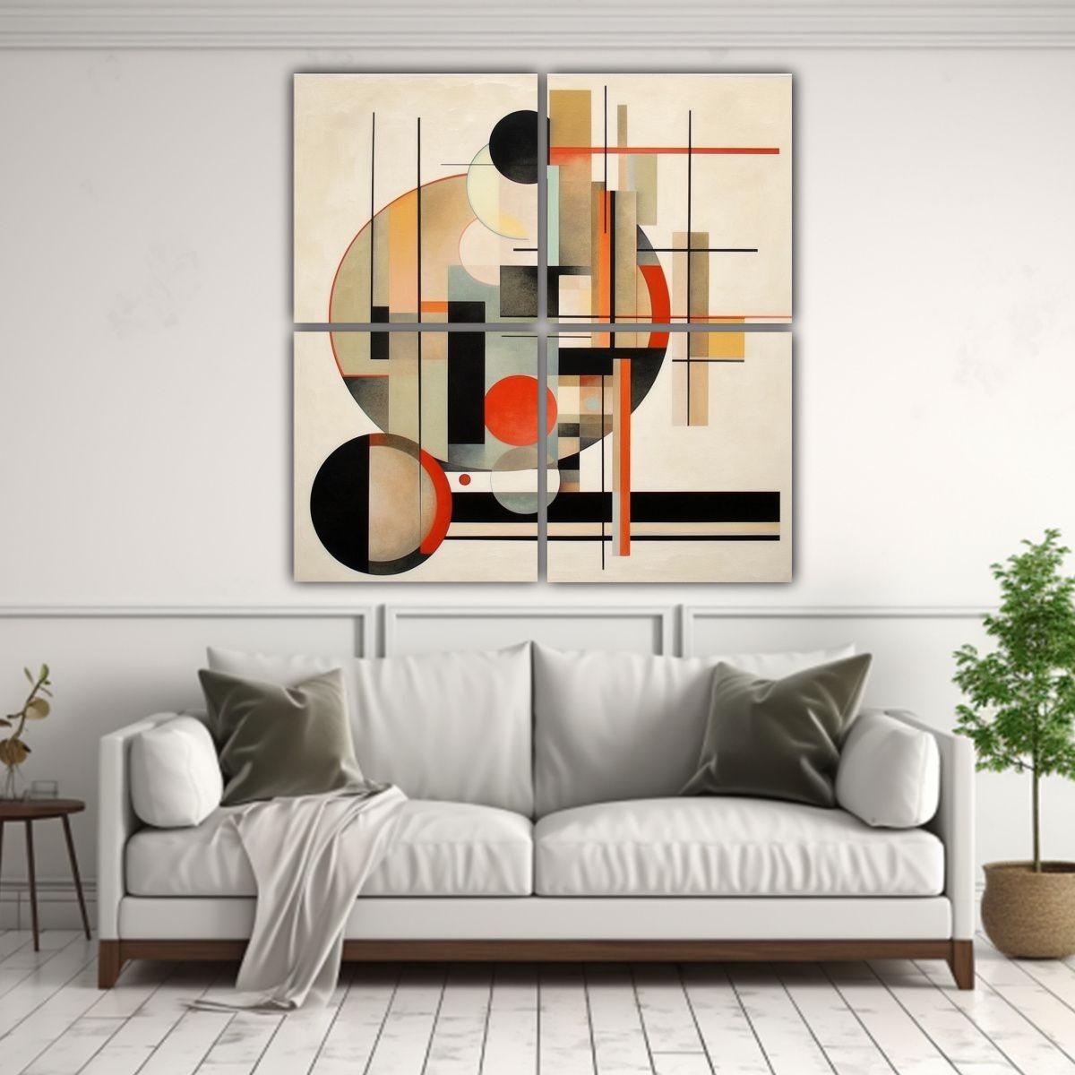 Cuadro Vintage De Madera Con Geometría 180x180 Cm-2