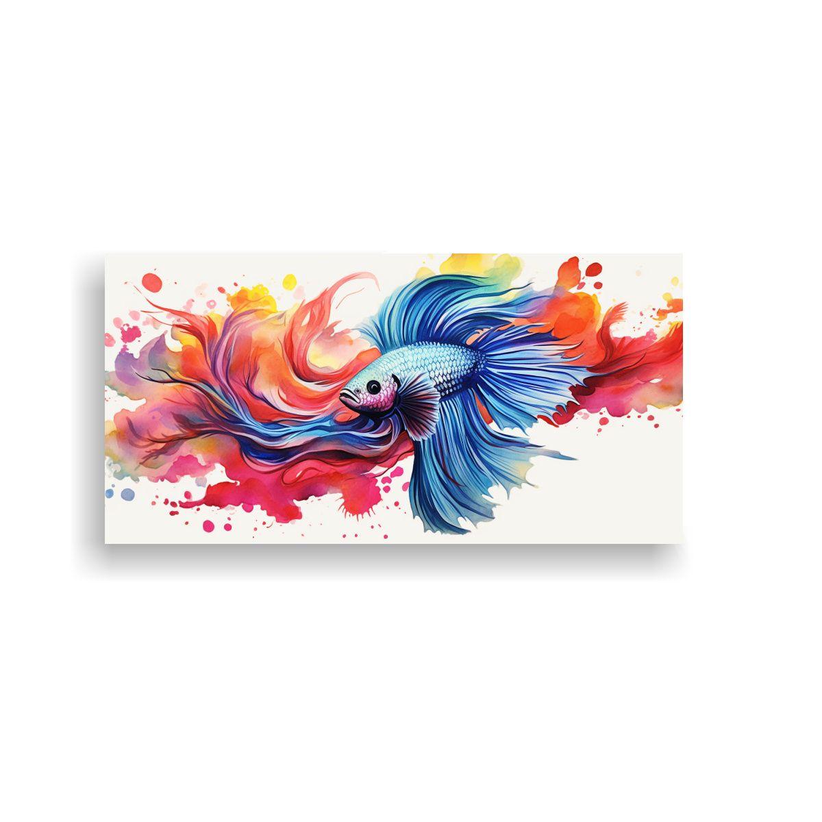 Pintura Acuarela Colorida Betta Fish Horizontal 160x80cm-0