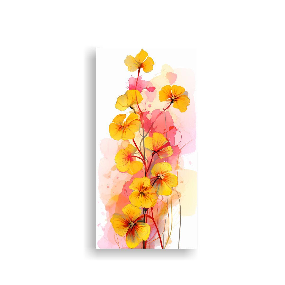 Cuadro Diseño Nasturtium Herbs Amarillo Y Rosa 50x100cm-0