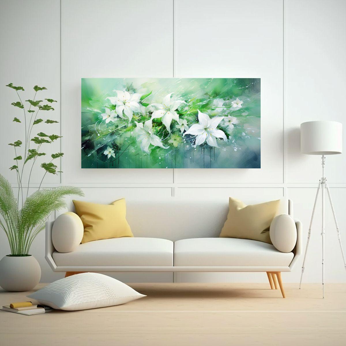 Pintura Decorativa Lienzo Patron Intenso Flores 80x40cm-2