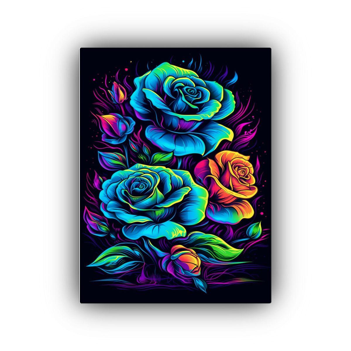 Pintura Lienzo Estilo Galería Motivo Rosas Neón 50x65cm-0