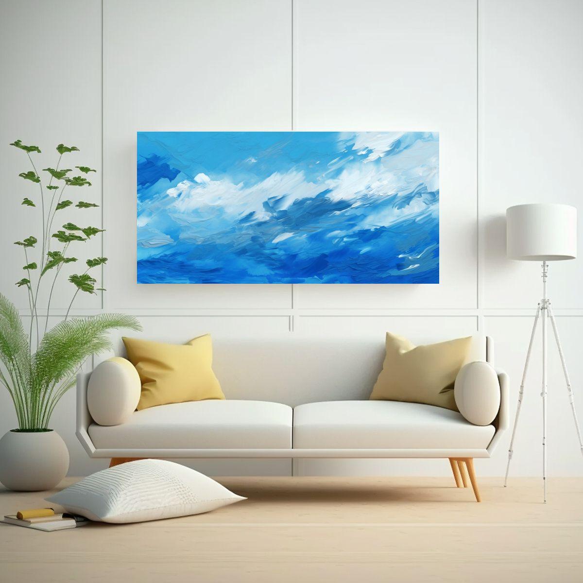 Cuadro Abstracto Minimalista Con Pinceladas 160x80cm-2