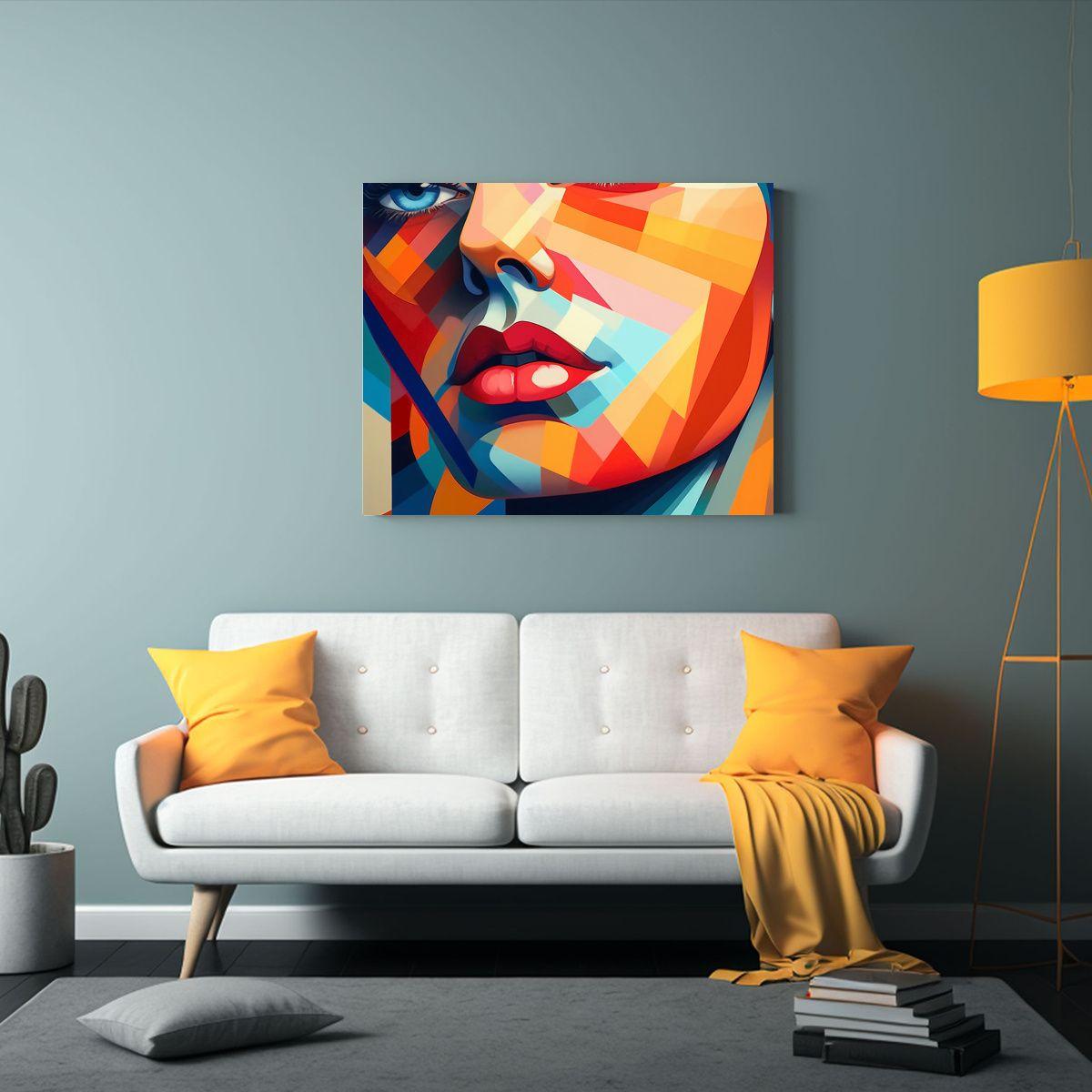 Cuadro Decorativo Rostro Geométrico 45x30cm-2