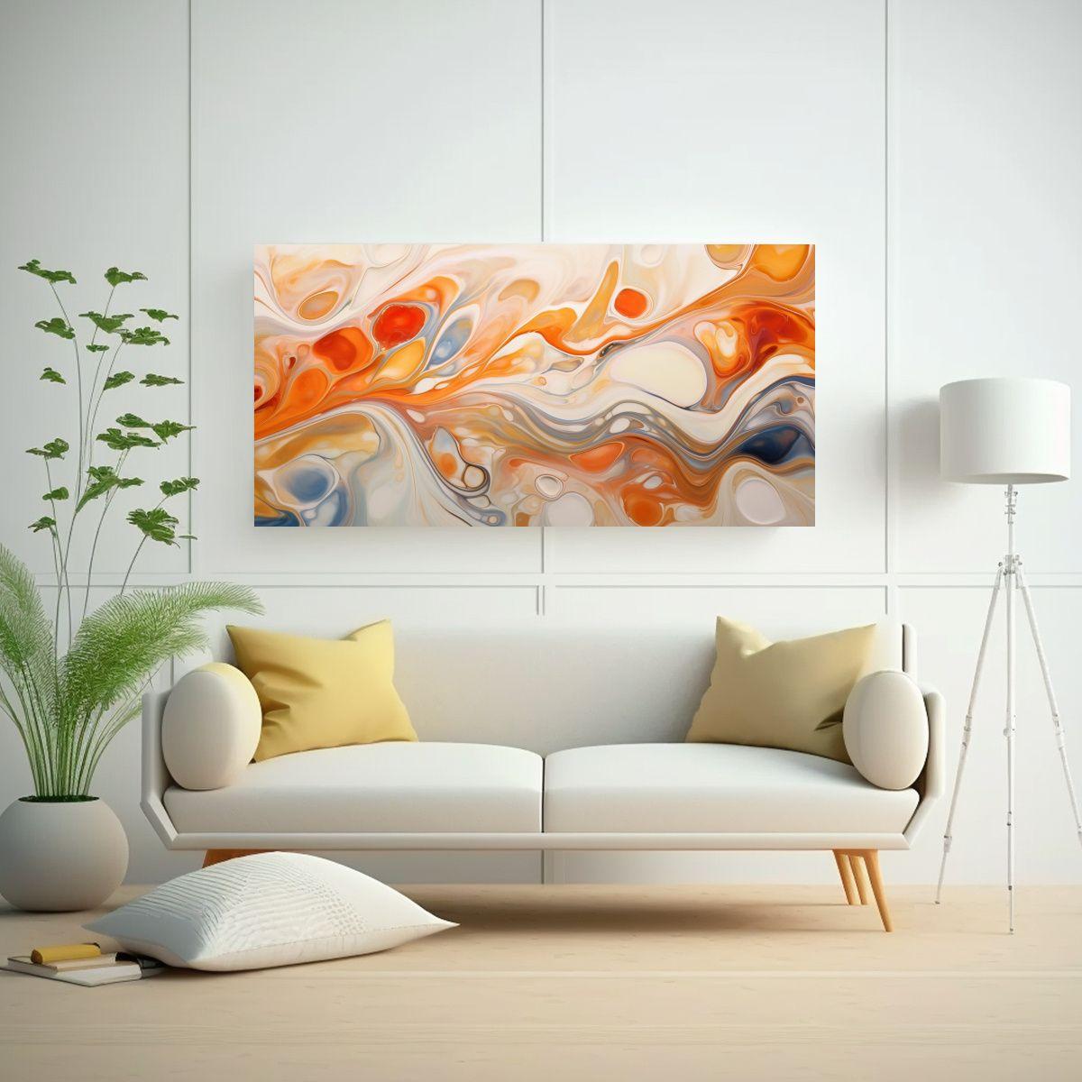 Pintura Lienzo Colores Vibrantes Cálidos Naranja 100x50cm-2