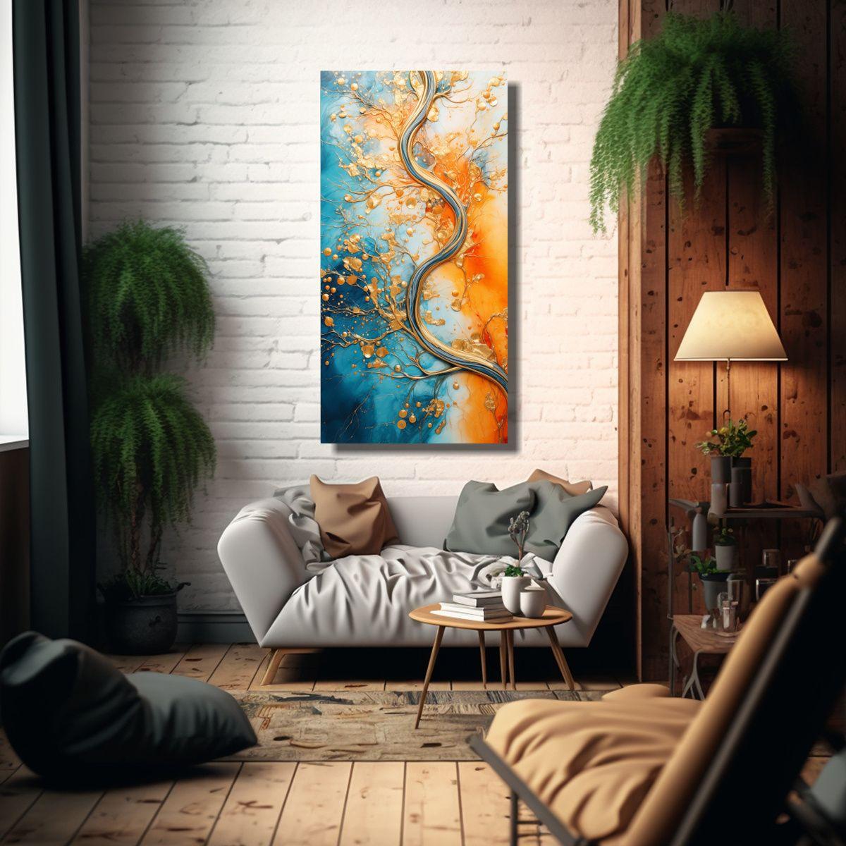 Lienzo Inspiración Visual En Tonos Naranjas Y 60x120cm-2