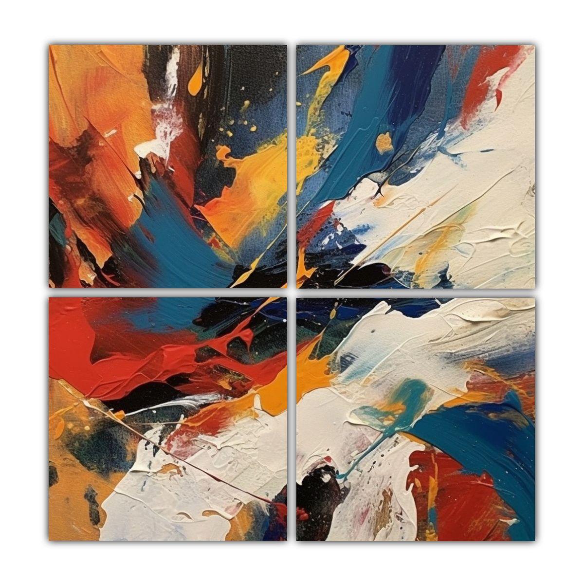 Cuadro Contemporáneo De Composición Vibrante De 180x180 Cm-0