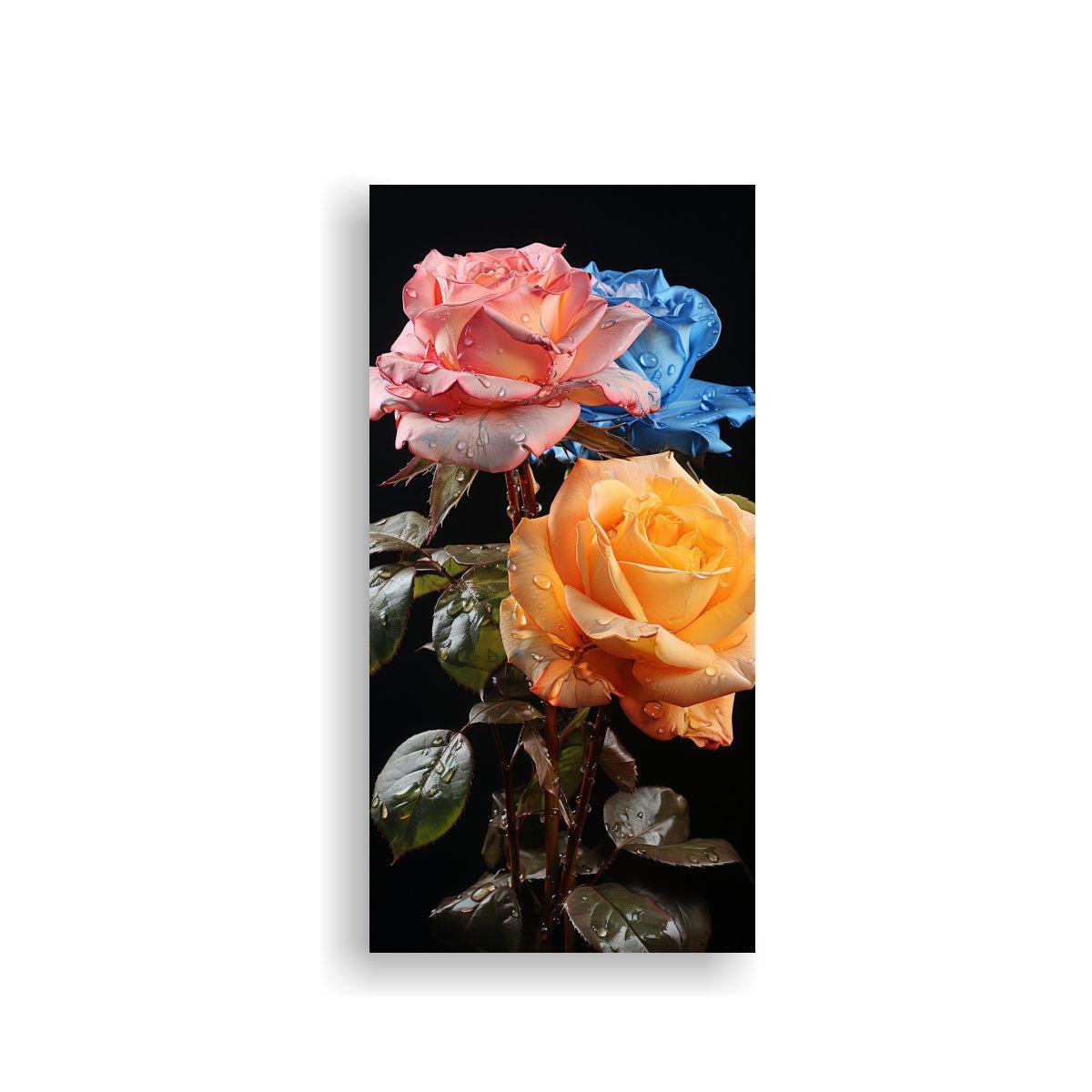 Cuadro Abstracto Flores De Rosas Hybrid Tea Pop 60x120cm-0