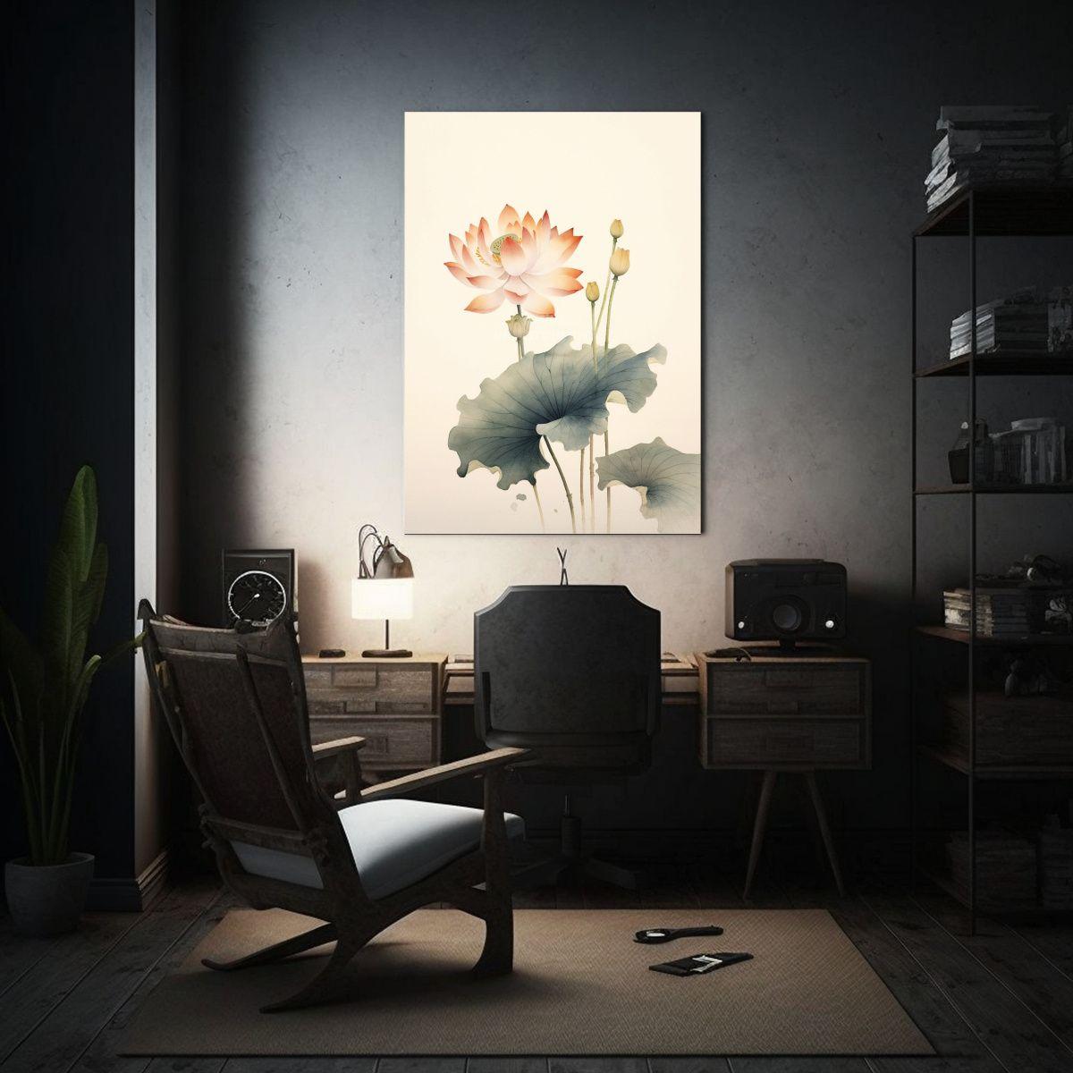 Pintura Tradicional China De Loto Minimalista 80x120cm-2