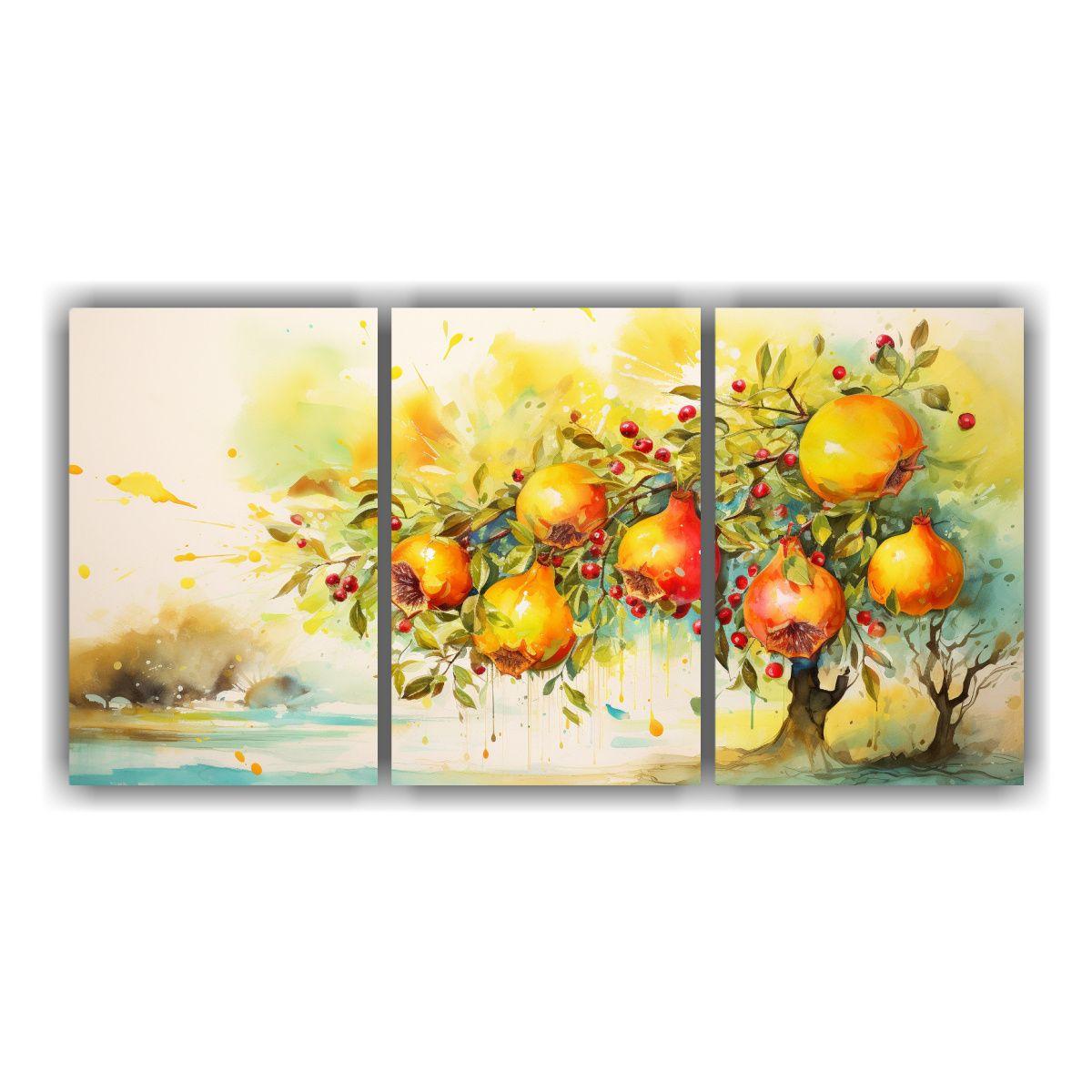 Pintura Abstracta Temática Árbol Granada 90x45 Cm-0