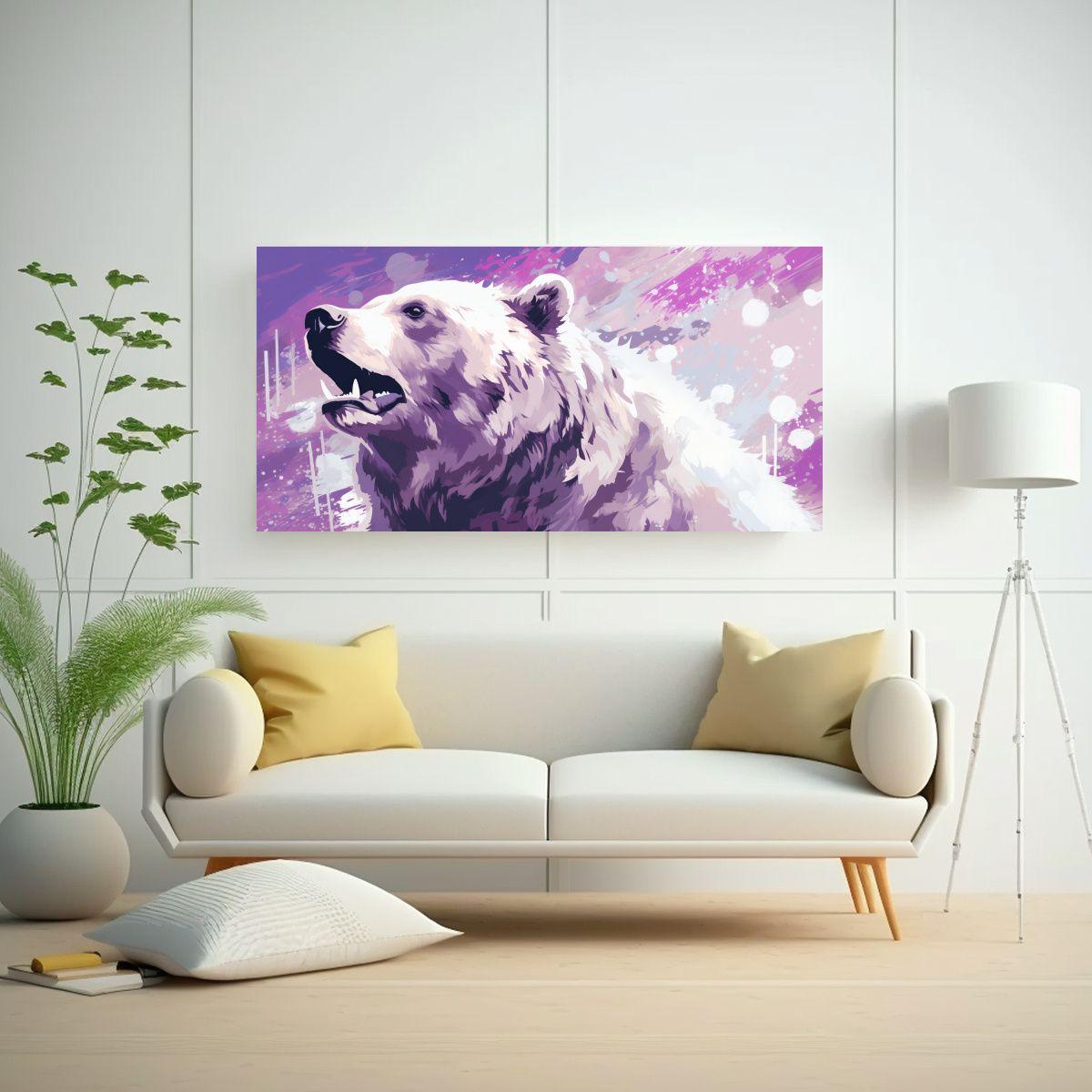 Pintura Decorativa: Composición Impresa De Oso 80x40 Cm-2