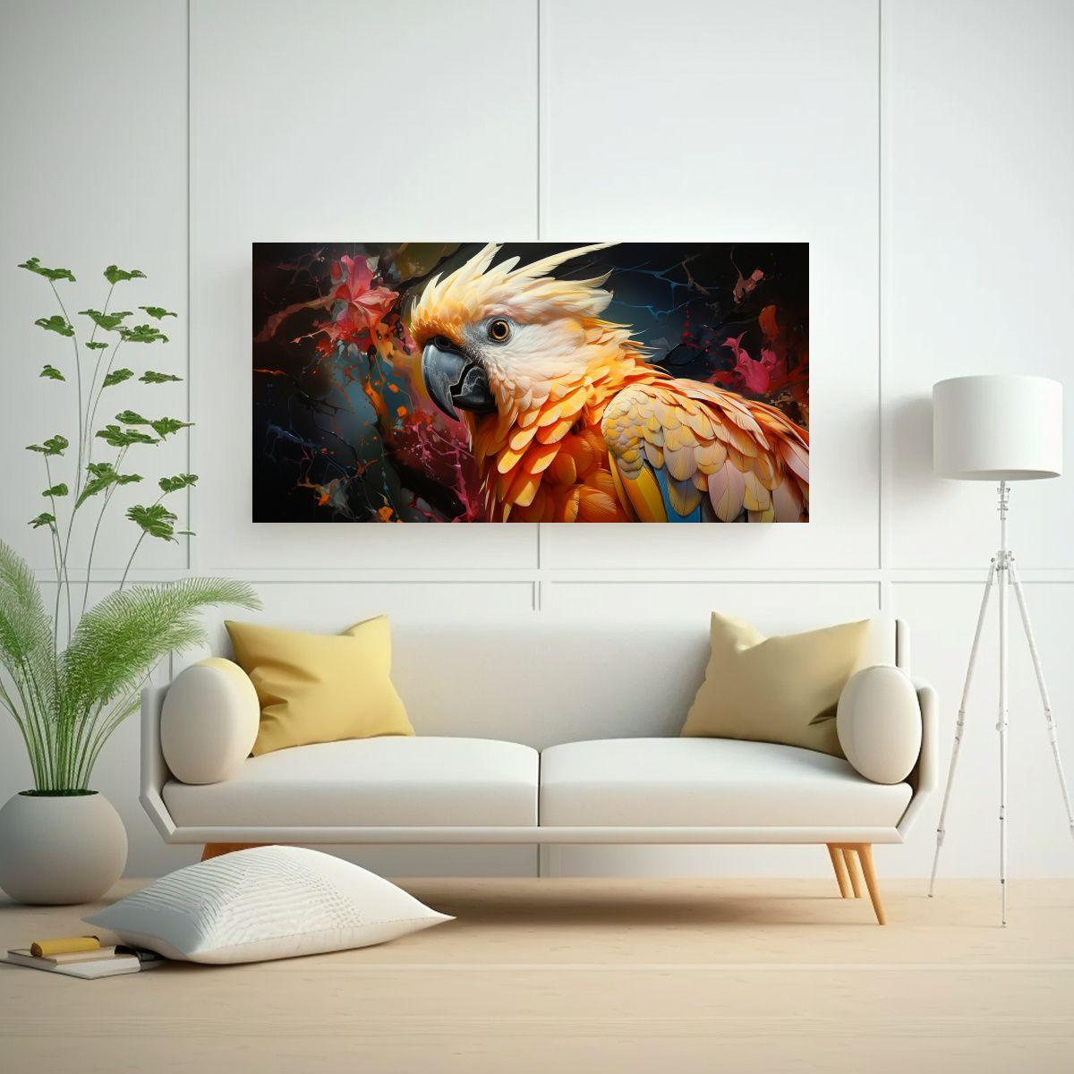Cuadro Moderno Para Salón De Un Cacatúa En Estil 120x60cm-2