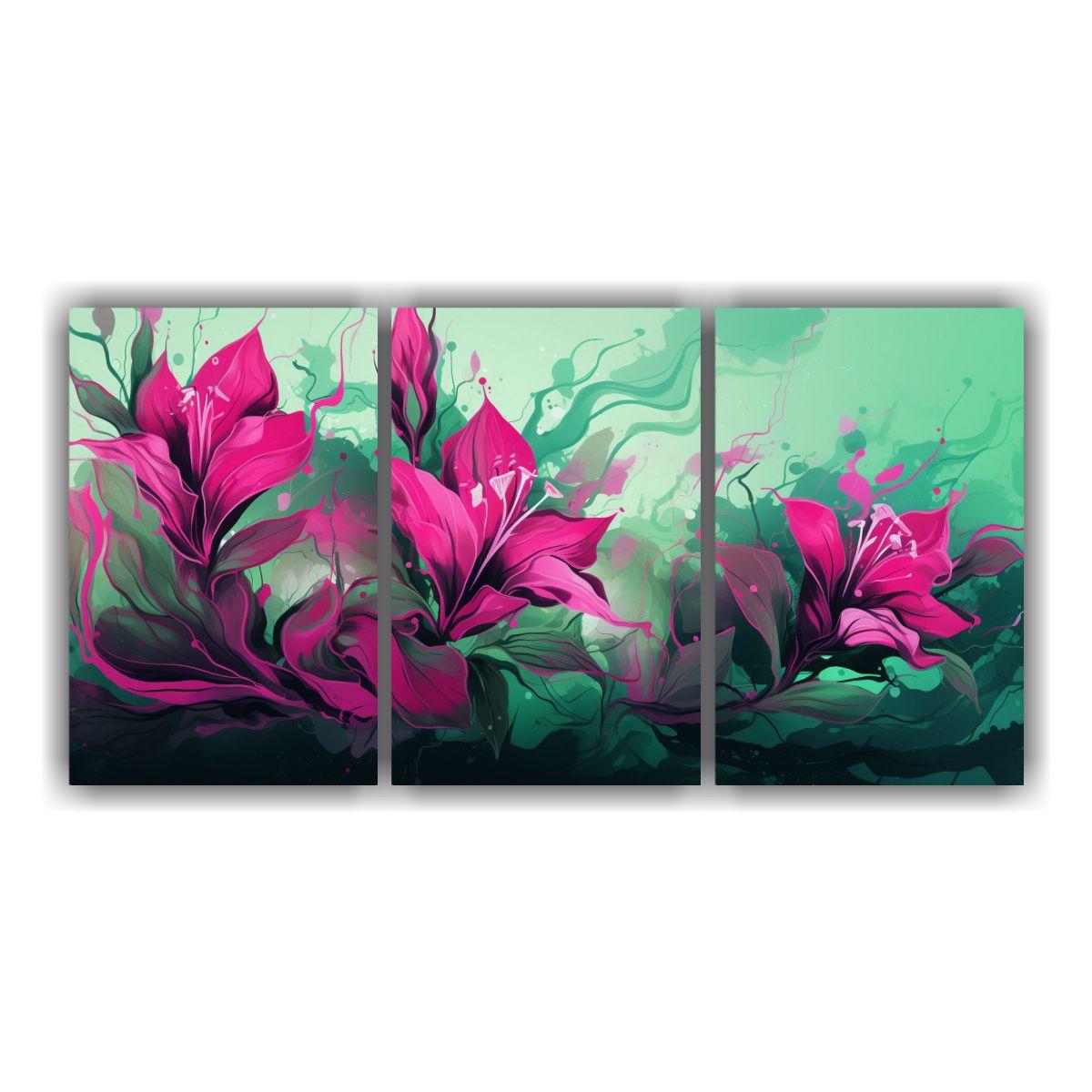 Cuadros Modernos Estilo Verde Y Rosa Atmosfera 180x90 Cm-0