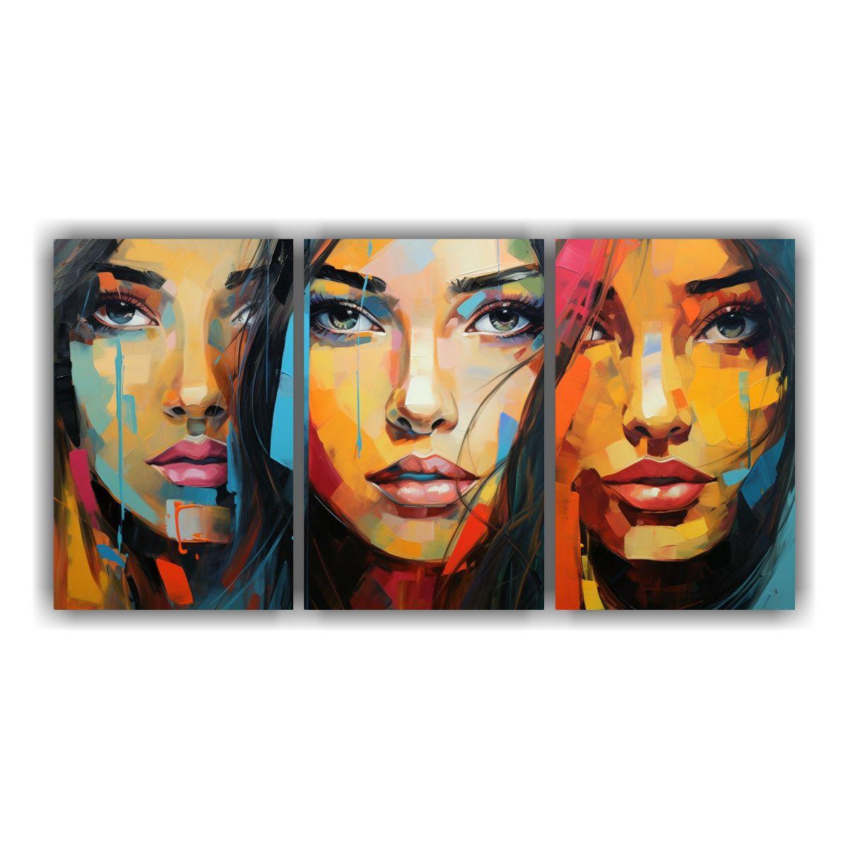 Cuadros Abstractos De Mujeres Con Patrones 60x30 Cm-0