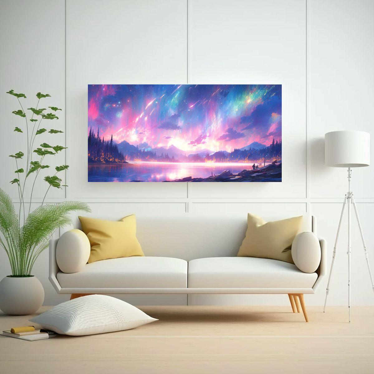 Cuadro Abstracto Económico Aurora Boreal 40x20cm-2