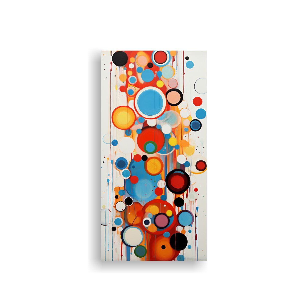 Lienzo De Tela Con Pintura Abstracta Y Círculos 30x60cm-0