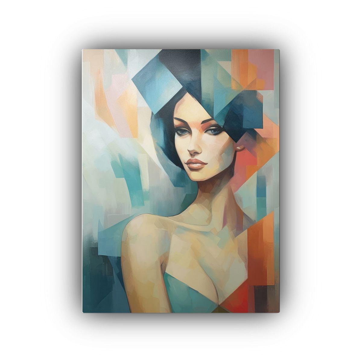 Cuadro Mujer Creativa Con Textura En Tonos Pastel 50x65cm-0