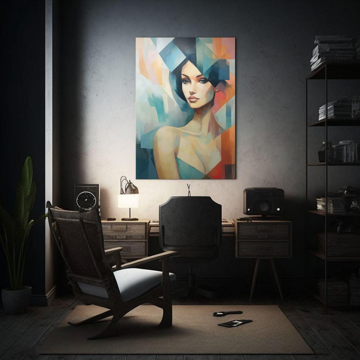 Cuadro Mujer Creativa Con Textura En Tonos Pastel 50x65cm-2