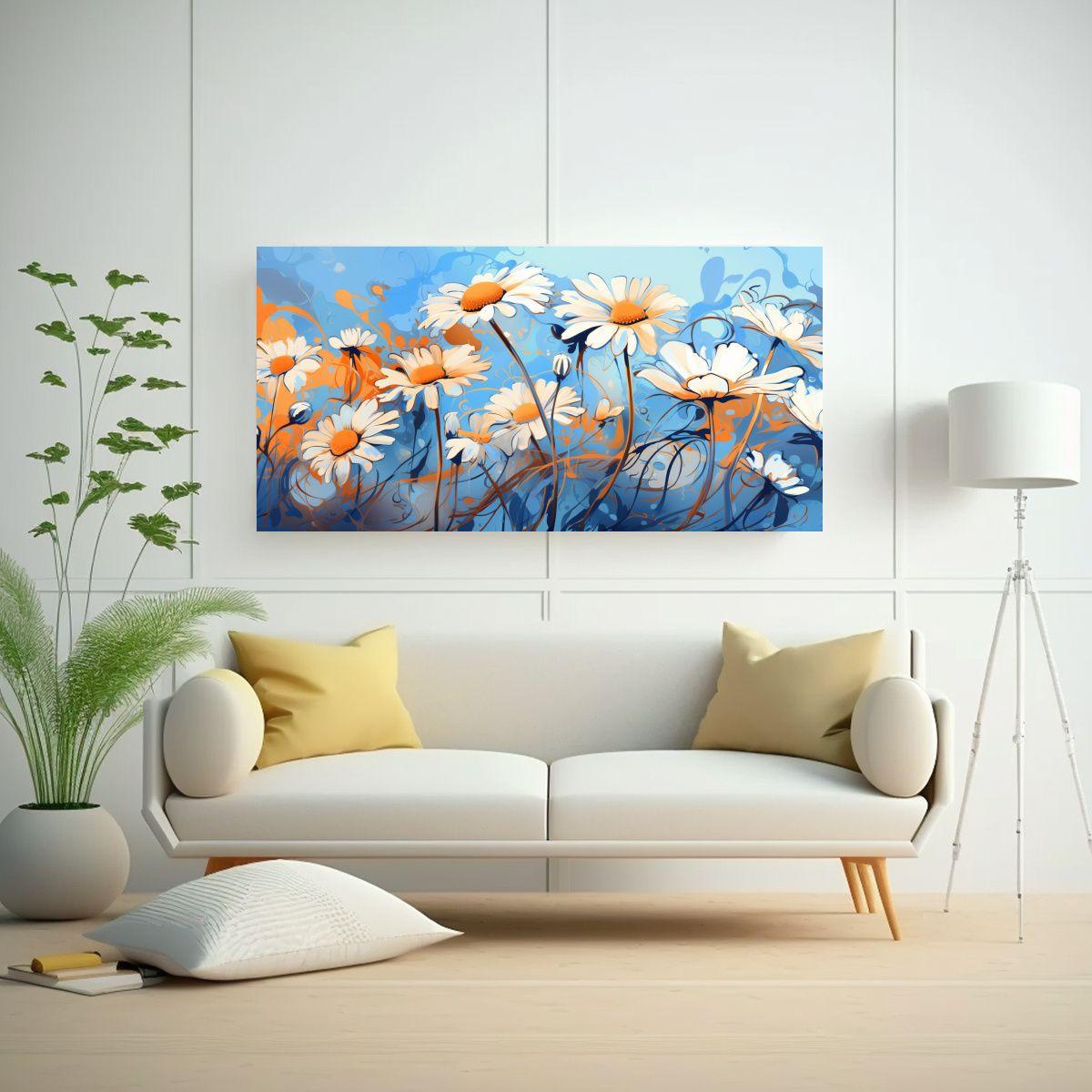 Cuadro Minimalista De Manzanilla En Colores 100x50cm-2