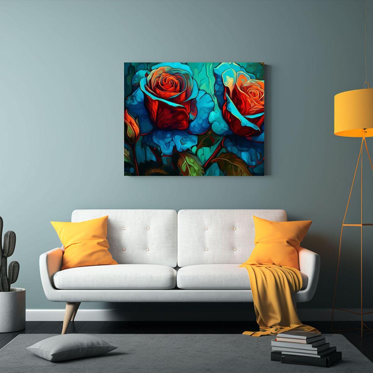 Cuadro Decorativo Figuras Estilo Hope Van Gogh, Rosas Rojas 75x50cm-2