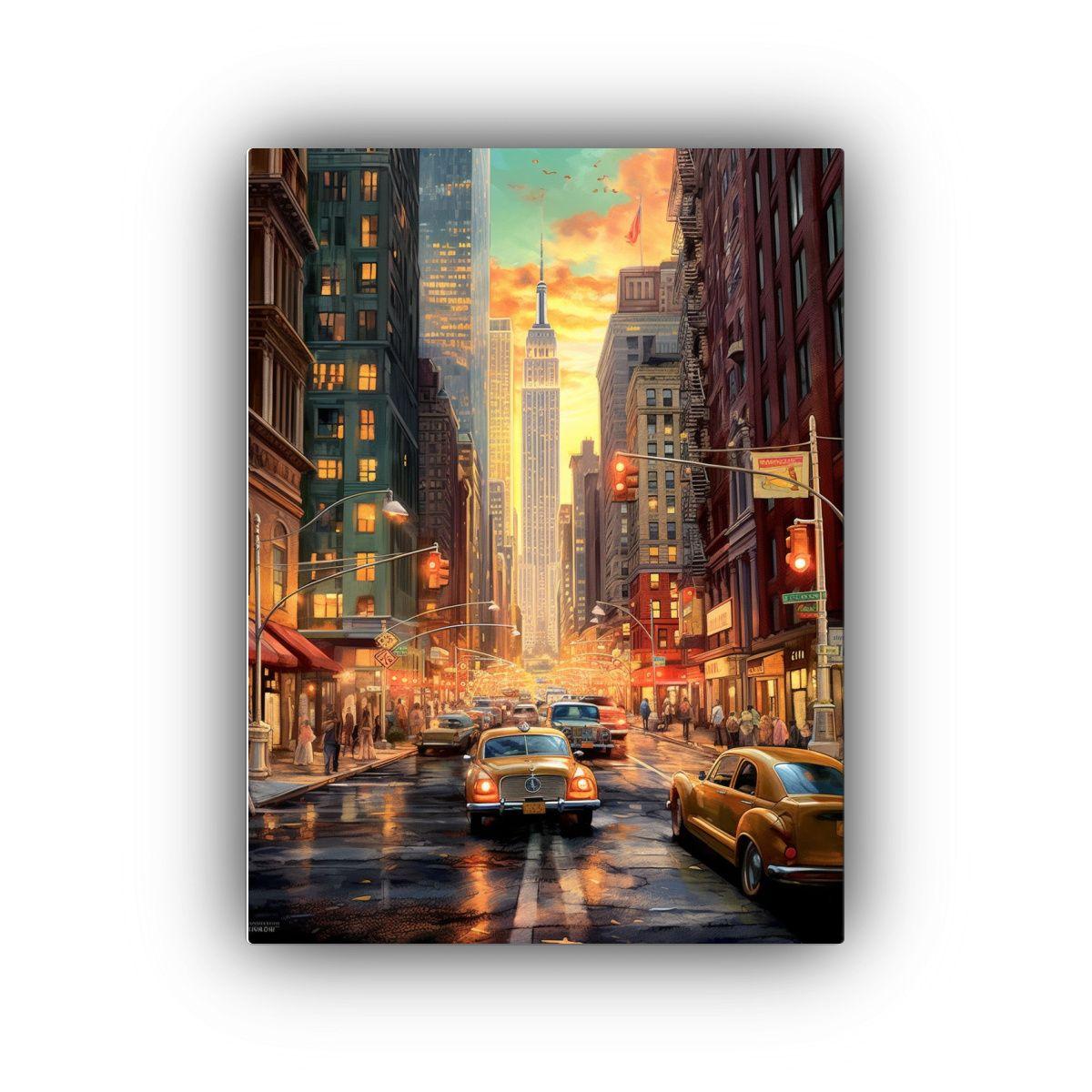 Cuadro Surrealista De Nueva York En Lienzo 80x120cm-0