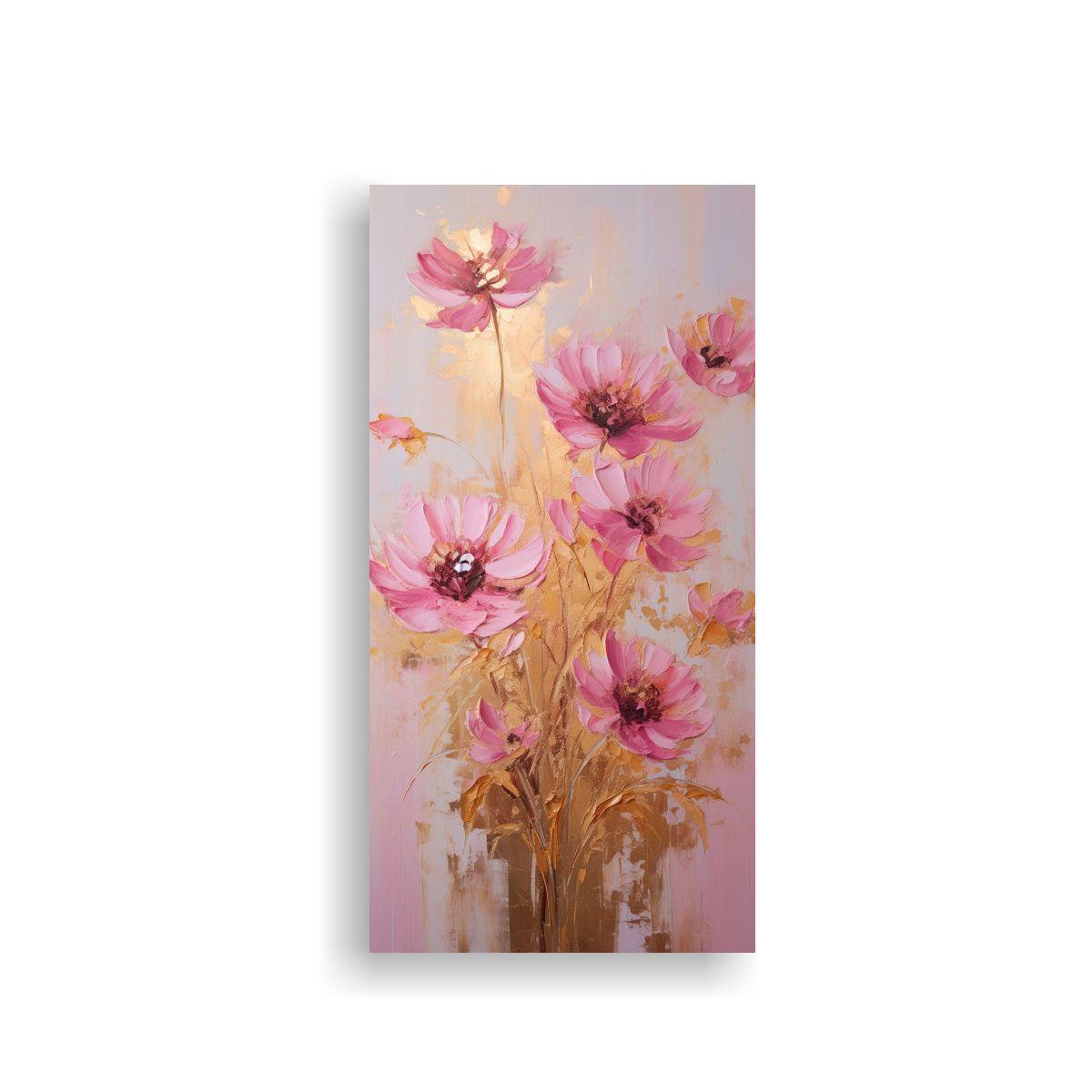Pintura De Arte De Pared En Colores Oro Y Rosa 60x120cm-0