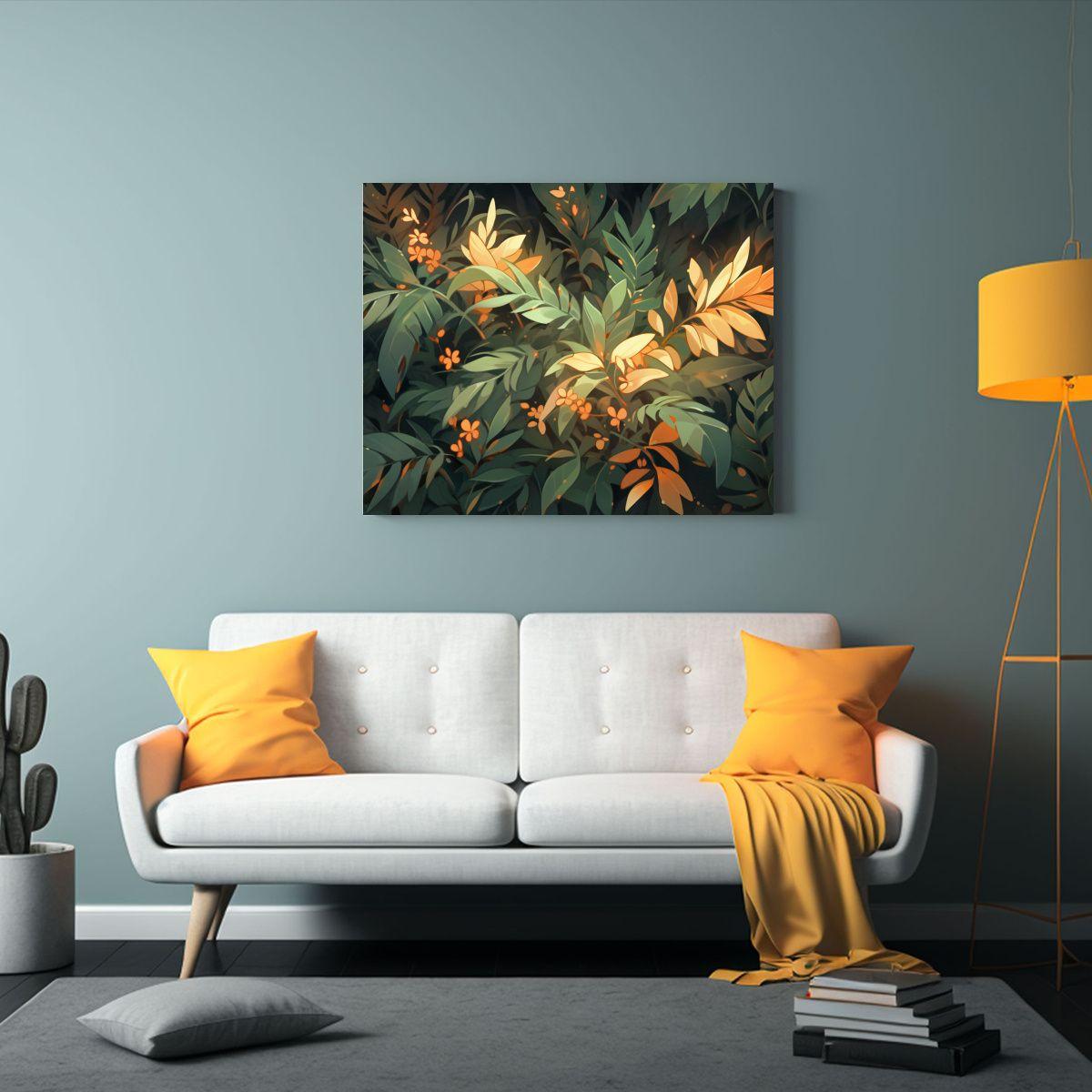 Pinturas En Bastidor Diseño Vision Verde Y Naranja Estilo N 75x50cm-2