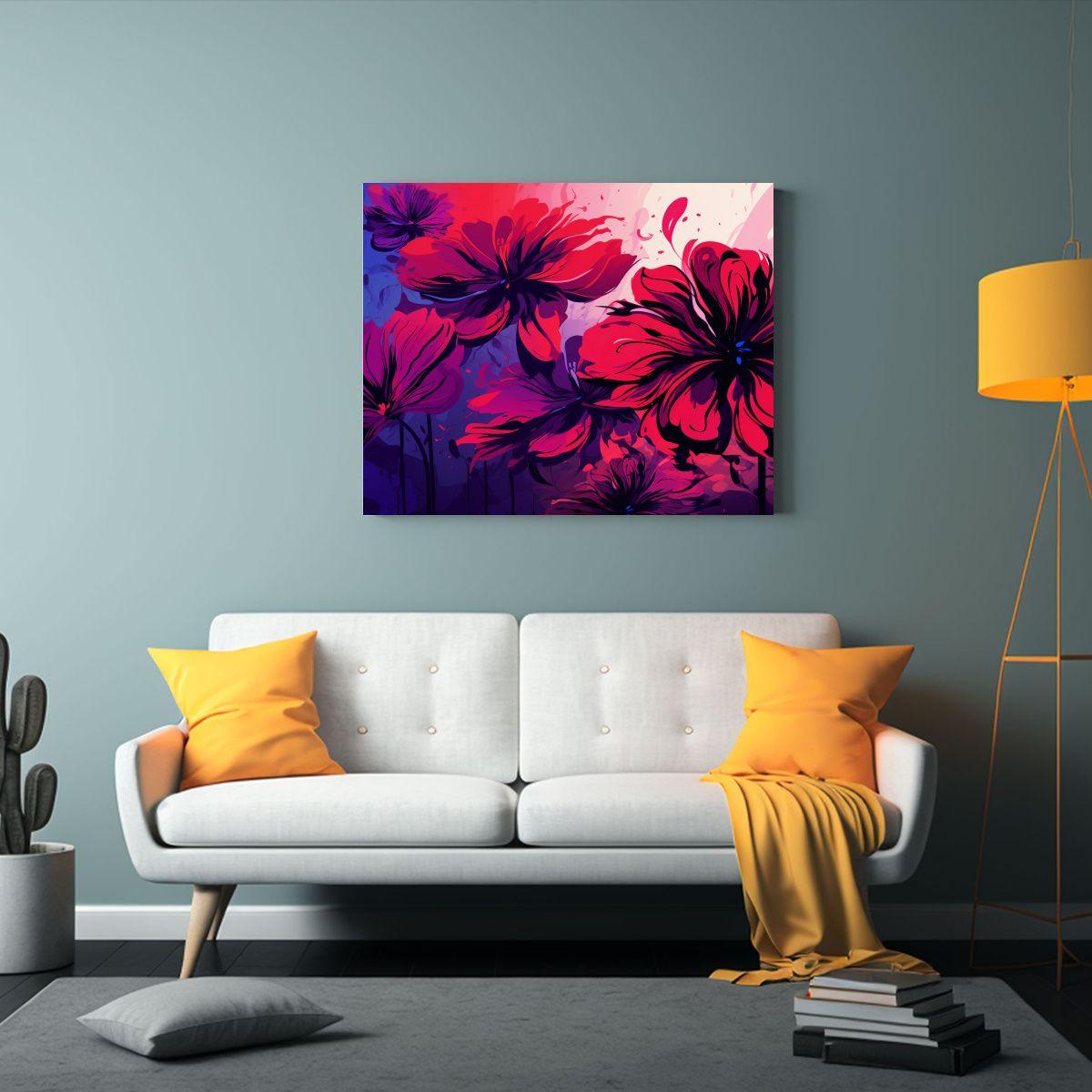 Cuadros Decorativos Morado Y Rojo Estilo Neonoir De Alta Cal 75x50cm-2