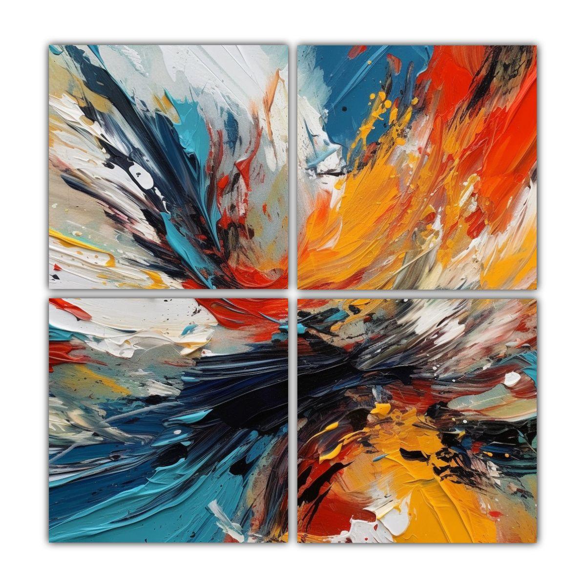 Composiciones Acuarela Calidez Arte Abstracto 80x80 Cm-0