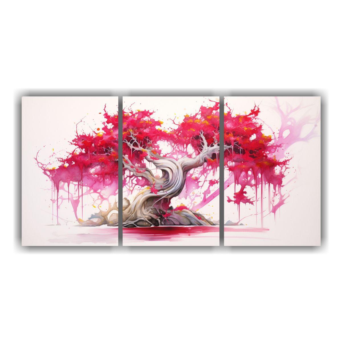 Pintura Abstracta Fucsia Y Oro Composición 90x45 Cm-0