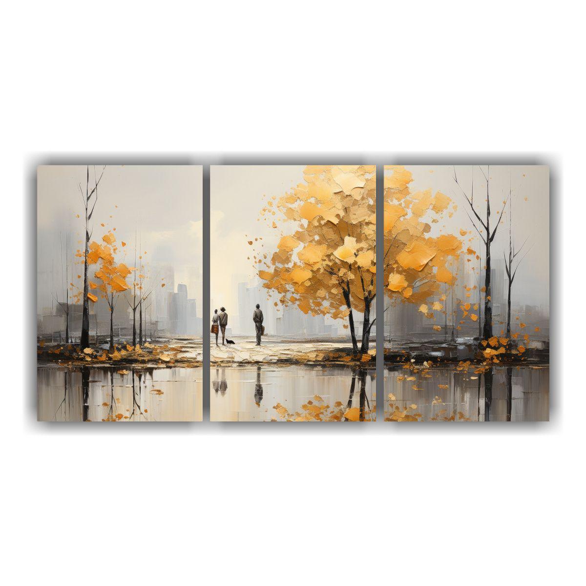 Pinturas De árboles Abstractos Plateados Y Gris 60x30 Cm-0