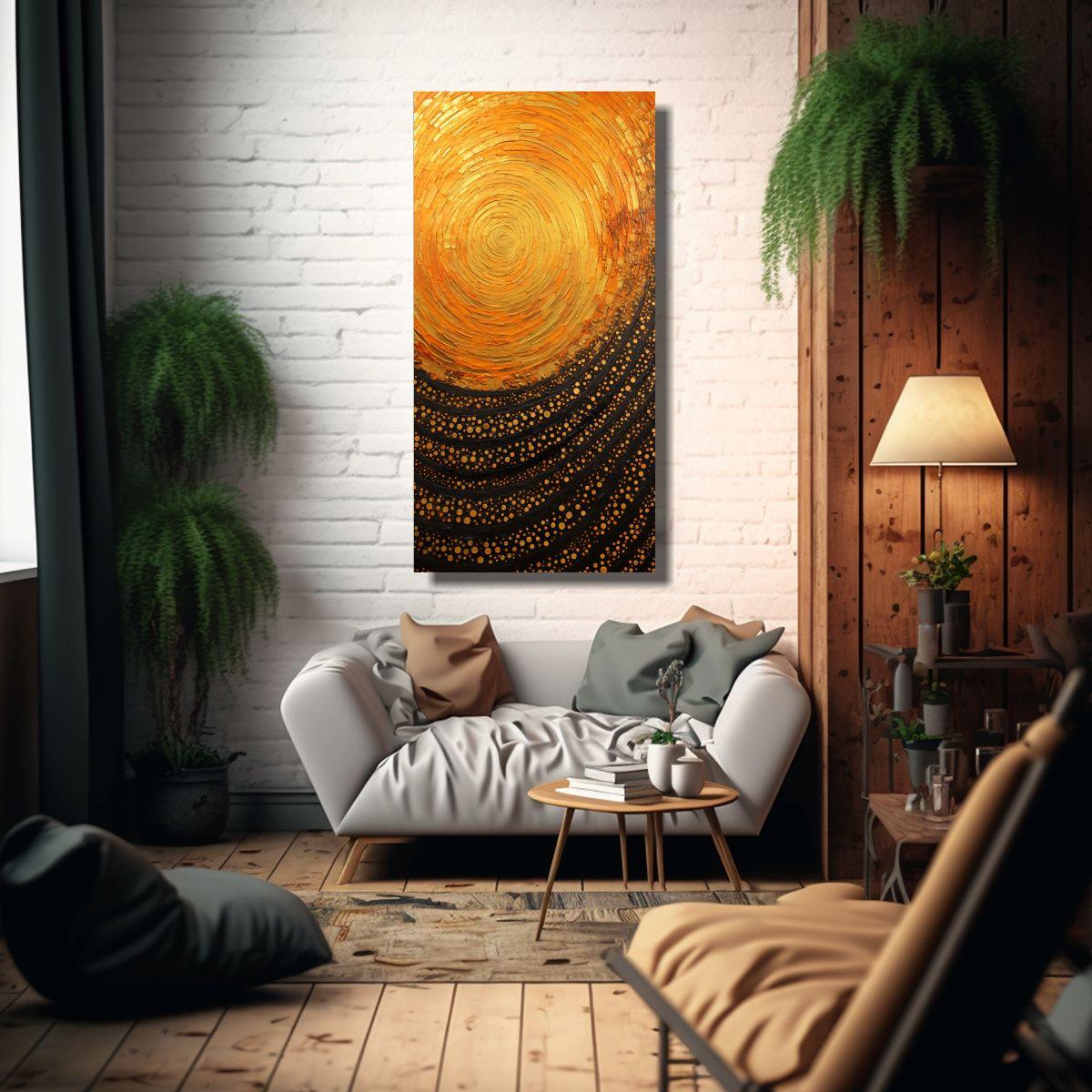 Pintura Decorativa Minimalista Luminosa De Puntos 60x120cm-2