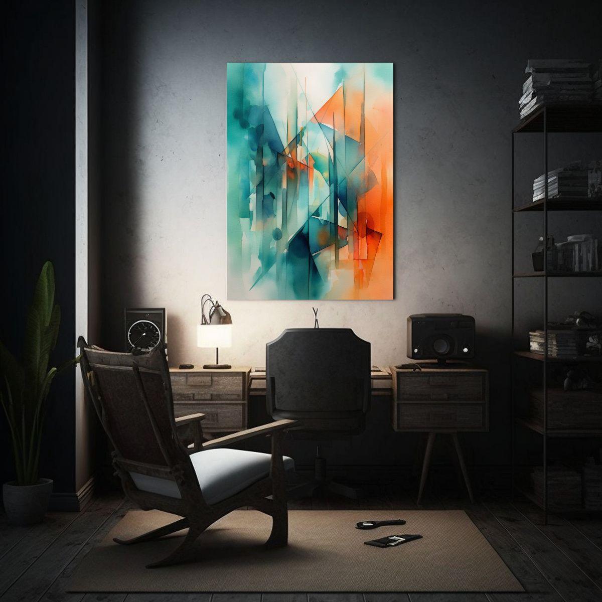 Pintura Abstracta Moderna En Bastidor: Motivo 60x90cm-2