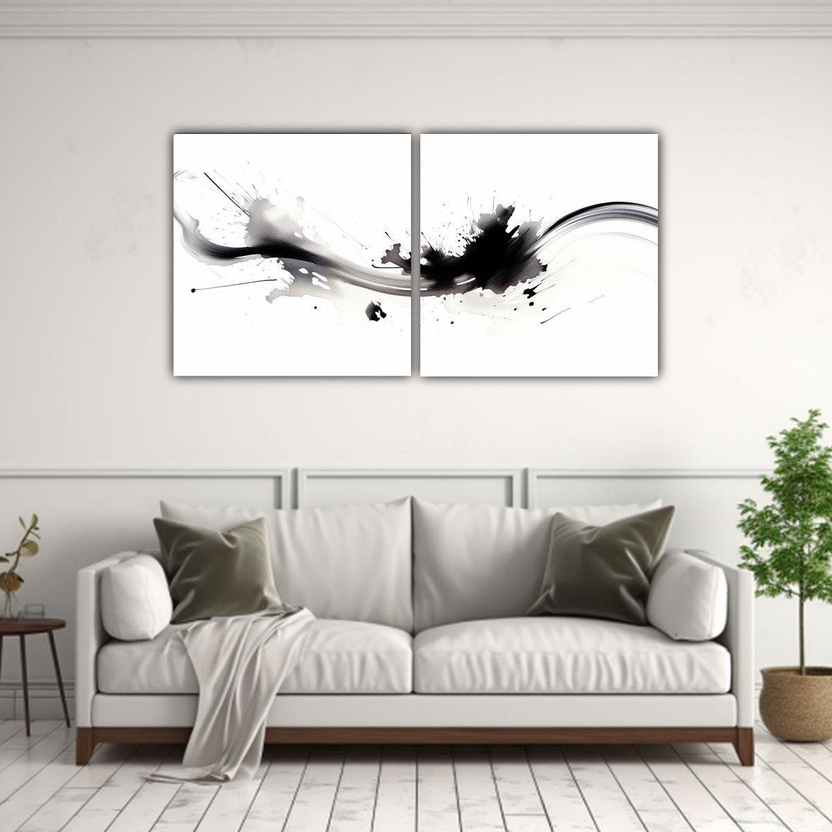 Arte Zen Tinta Elegante En Lienzo Moderno 140x70 Cm-2