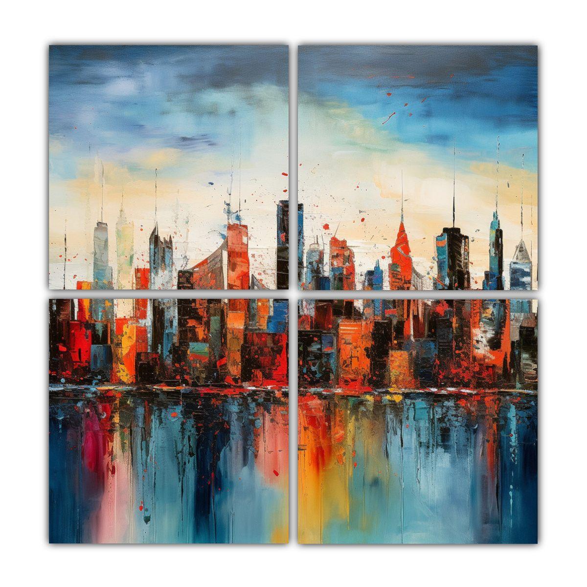 Cuadro Abstracto Elegancia Nueva York Skyline 200x200 Cm-0