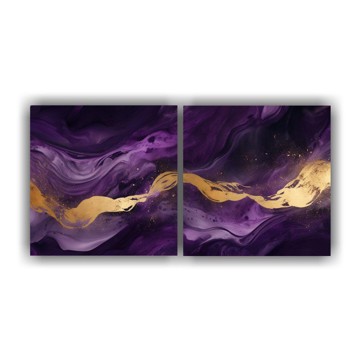 Diptico Decorativo Personalidad Oro Y Púrpura 160x80 Cm-0