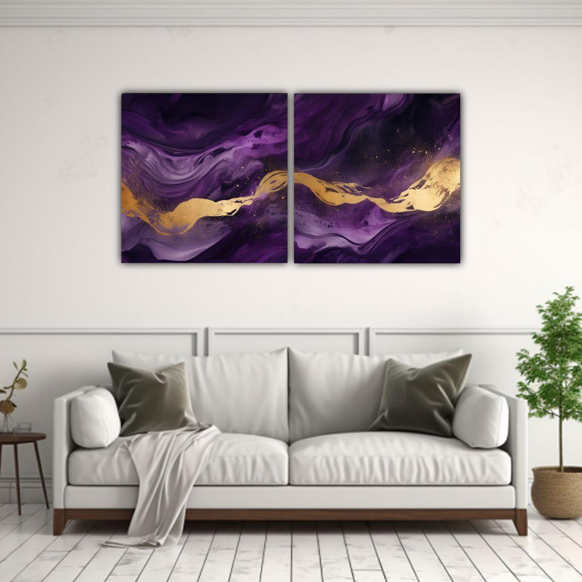 Diptico Decorativo Personalidad Oro Y Púrpura 160x80 Cm-2