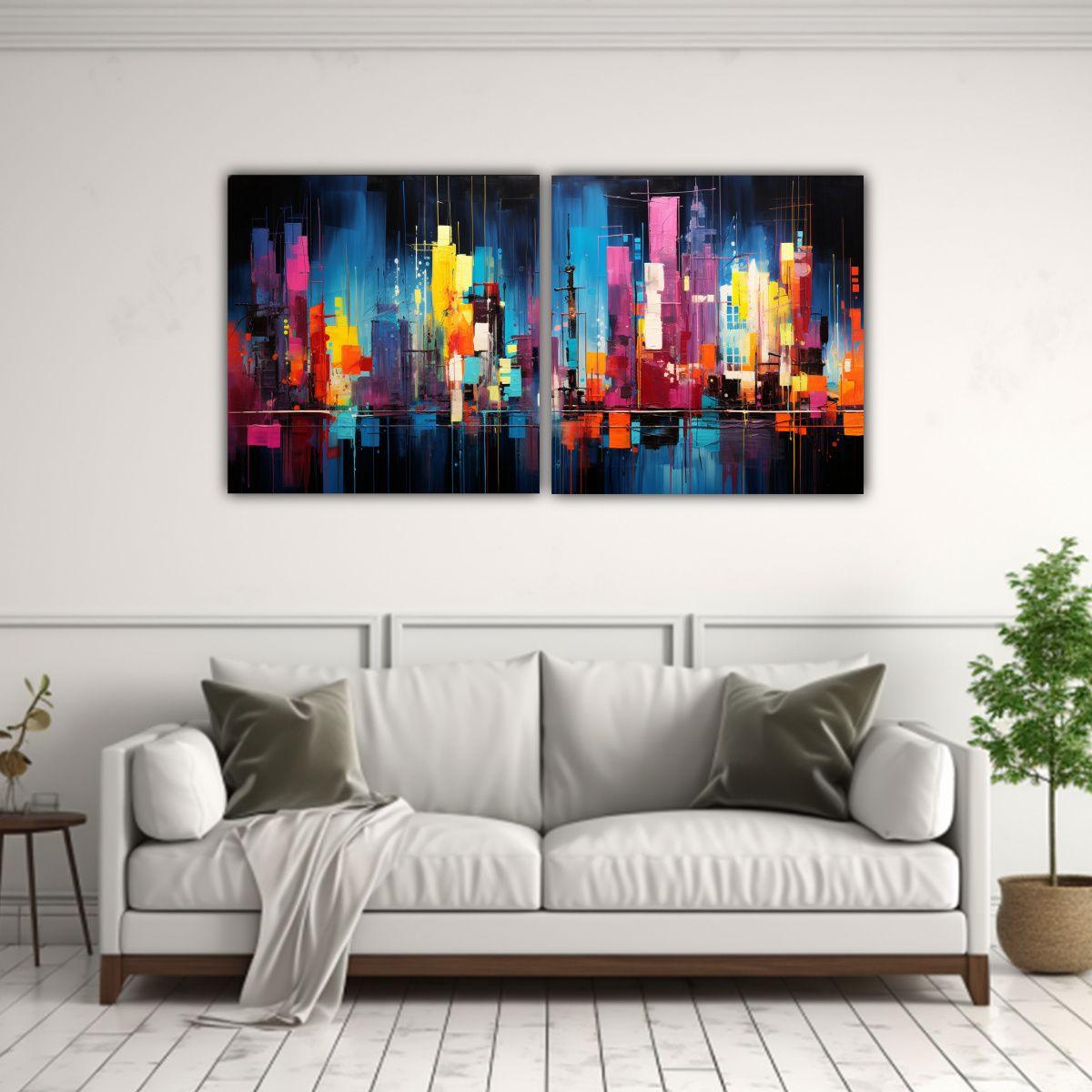 Cuadros Decorativos Juveniles Fusión Abstracta 140x70 Cm-2