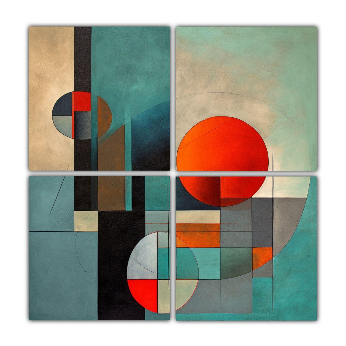 Cuadro Abstracto Geométrico Textura Calma 140x140 Cm-0